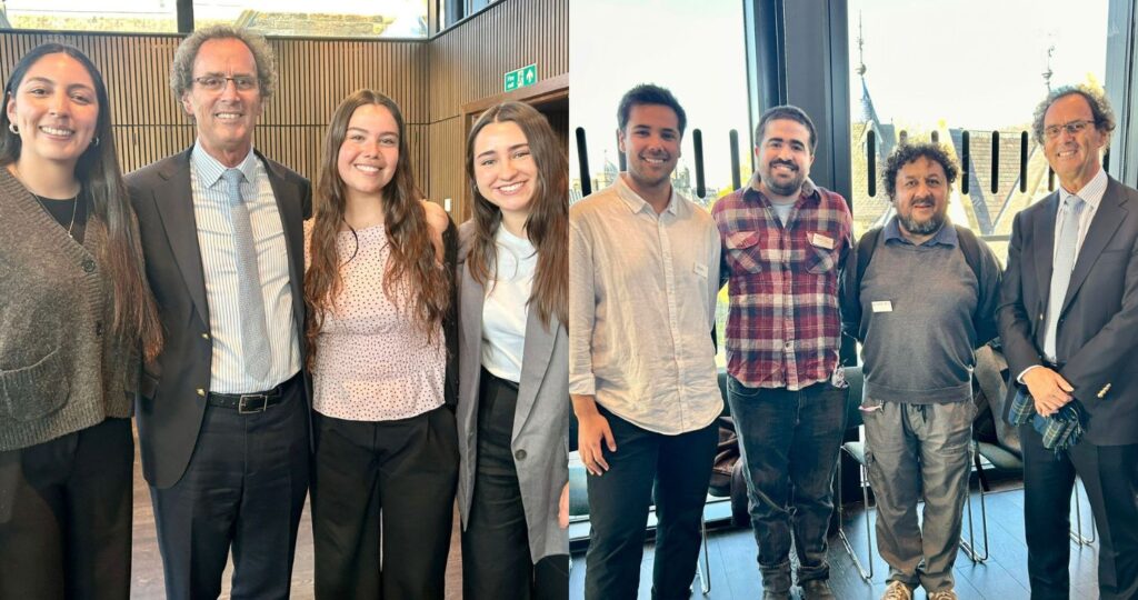 Collage de dos fotos con personas posando y sonriendo